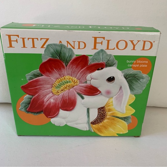 Fitz & Floyd Bunny Bloom Canape Plate Easter Spring Summer - Picture 3 of 6